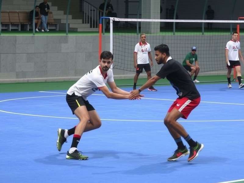 In-game screenshot showing a player executing a perfect 7-meter throw in a packed virtual stadium